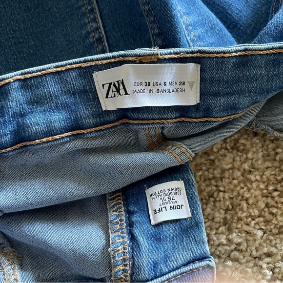 Zara High Rise Jeggings Women’s 6 Blue Medium Wash Super Elastic Pants Skinny - Picture 2 of 12